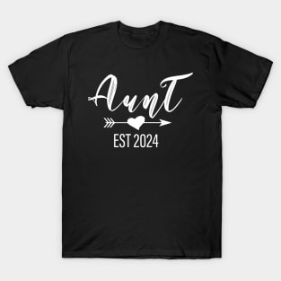 Womens Cute Funny Christmas New Aunt Est 2024 T-Shirt